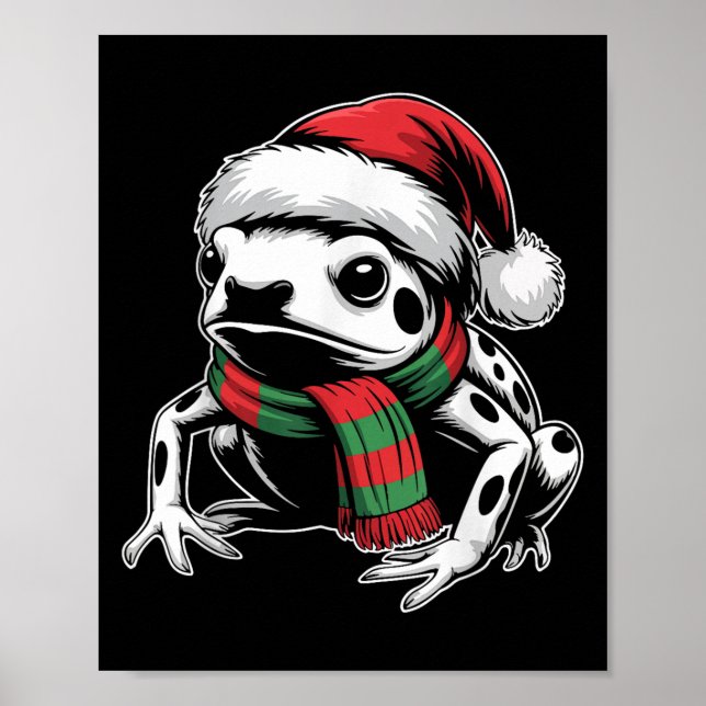 Poster Poison Dart Frog Xmas Santa Hat Écharpe Noël Co (Devant)
