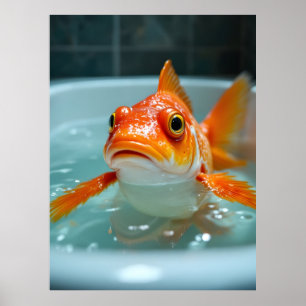 Poster Poisson amusant dans le bain