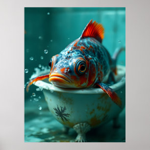 Poster Poisson amusant dans le bain