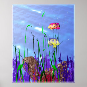 Poster Poisson-ange 3d coloré