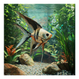 Poster Poisson ange nageant dans un aquarium d'eau douce