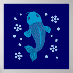 Poster Poisson bleu Koi