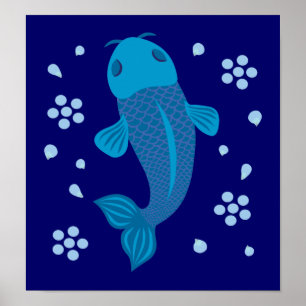 Poster Poisson bleu Koi