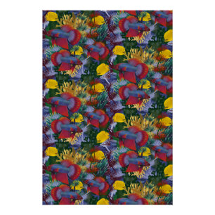 Poster Poisson bleu marine