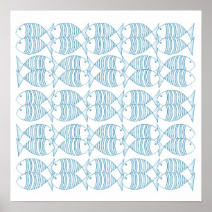 Poster Poisson bleu marine