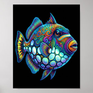 Poster Poisson-clown déclencheur coloré, œuvre d'art abst