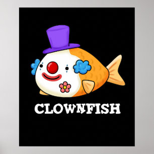 Poster Poisson clown Funky Animal Poisson Pun Dark BG