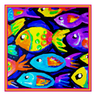 Poster Poisson coloré Motifs Art. Acheter maintenant