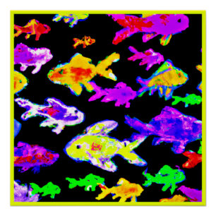 Poster Poisson coloré Motifs peinture art. Acheter mainte