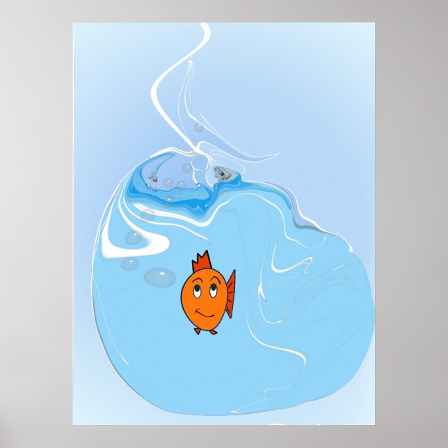 Poster Poisson Concerné Avec bulles (Devant)