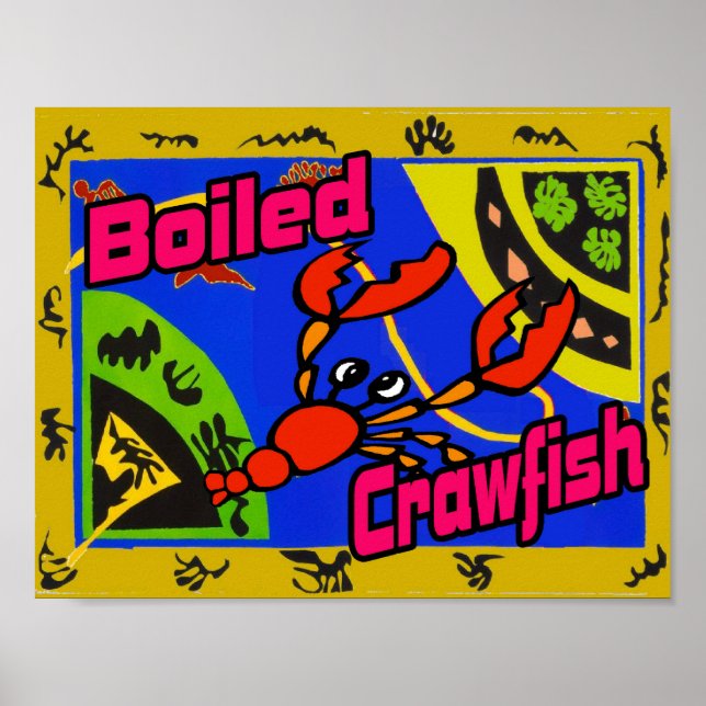 Poster Poisson-crevettes bouilli Abstrait (Devant)