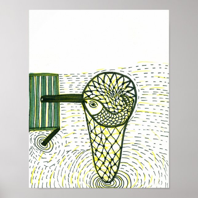 Poster Poisson dans le filet (Devant)