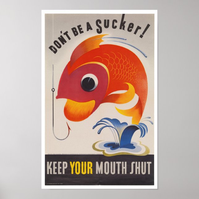 Poster Poisson de propagande 2ÈME GUERRE MONDIALE vintage (Devant)