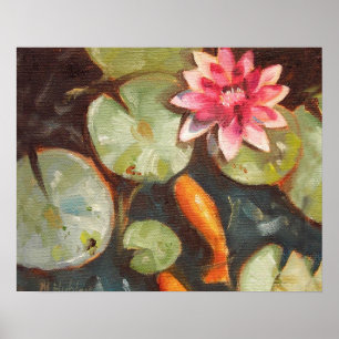 Poster Poisson D'Or Koi Pond Water Lys
