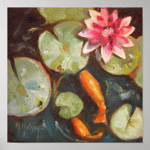 Poster Poisson d'or Lys d'eau Koi Pond