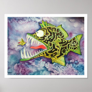 Poster Poisson "Électrique" Avec Attitude