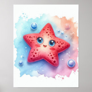 Poster Poisson étoile aquarelle