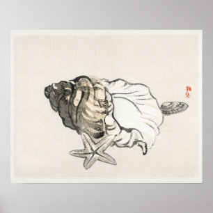 Poster Poisson étoilé et Conchby Kōno Bairei (1844-1895)