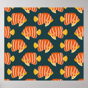 Poster Poisson Frénétique : Conception Vintage sans joint