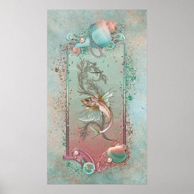 Poster Poisson Imaginaire Art nouveau (Devant)