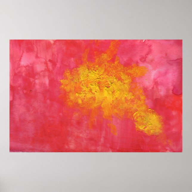 Poster Poisson jaune Abstrait rouge (Devant)