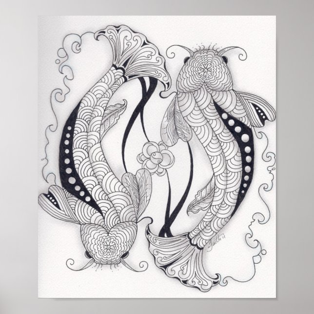 Poster Poisson Koi pleine grandeur (Devant)