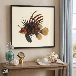 Poster Poisson-lune vintage, animal de la vie marine de l