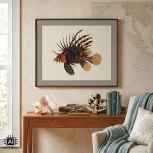 Poster Poisson-lune vintage, animal de la vie marine océa