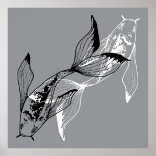 Poster Poisson minimaliste Yin Yang Koi