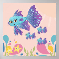 Poisson mou violet et bleu dans la scène océanique