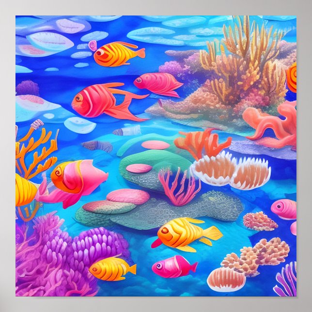 Poster Poisson Nage Sous L'Eau (Devant)
