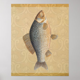 Poster Poisson+oeuvre d'art+conception+pêche+poissonneux