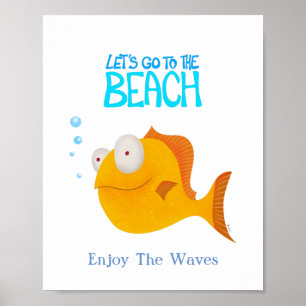 Poster Poisson orange. Allons à la plage