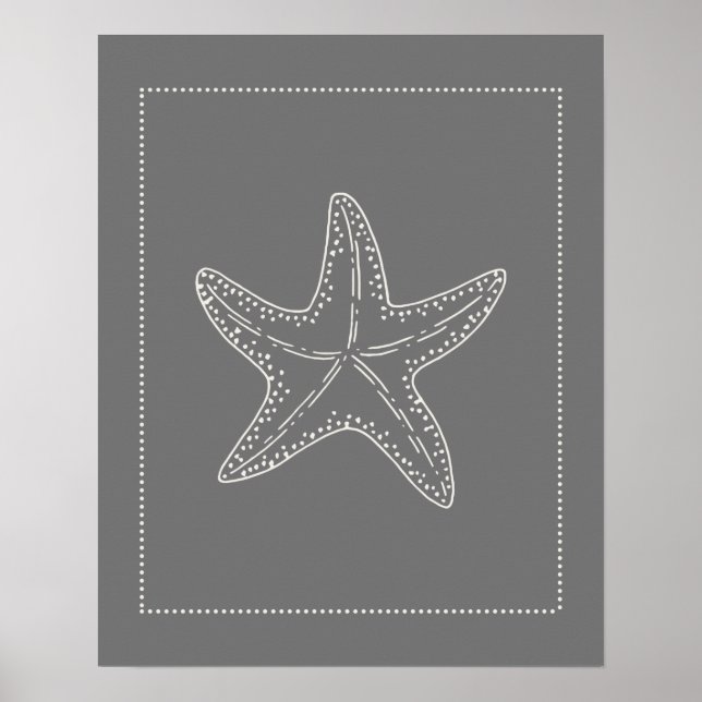 Poster Poisson Starfish style Hamptons (Devant)