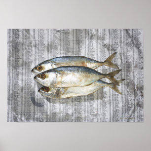 Poster Poisson sur le journal financier, vue élevée