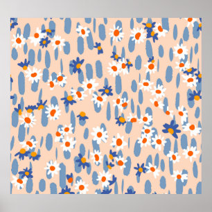 Poster Poissons botaniques : Motif Vintage sans couture.
