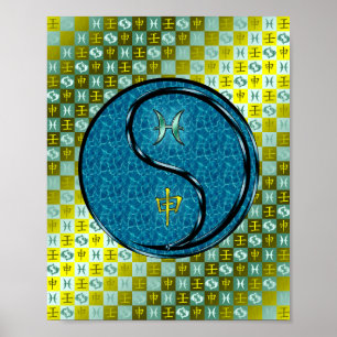 Poster Poissons et singe de l'eau