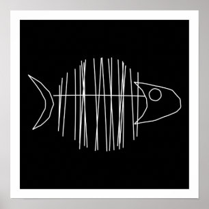 Poster Poissons géniaux - B et W