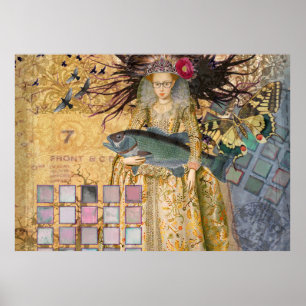 Poster Poissons gothiques Pisces Femme Renaissance Whimsi