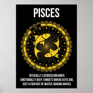 Poster Poissons - Horoscope, Drôle Humour de signe Zodiaq