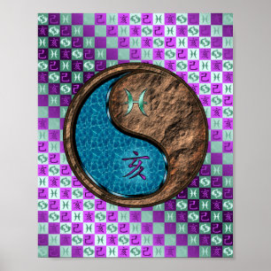 Poster Poissons & Terre Bois