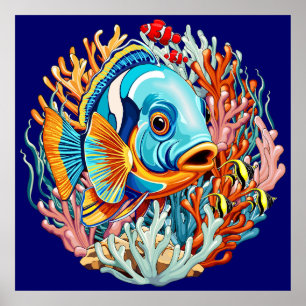 Poster Poissons Tropicaux Couleurs Été Vibes