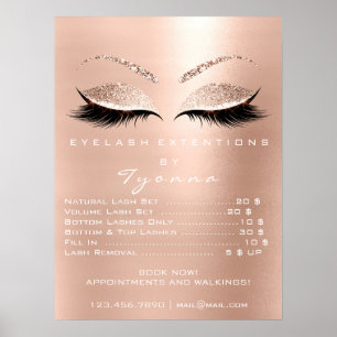 Poster Poitrine rose de maquillage des yeux Prix d'extens