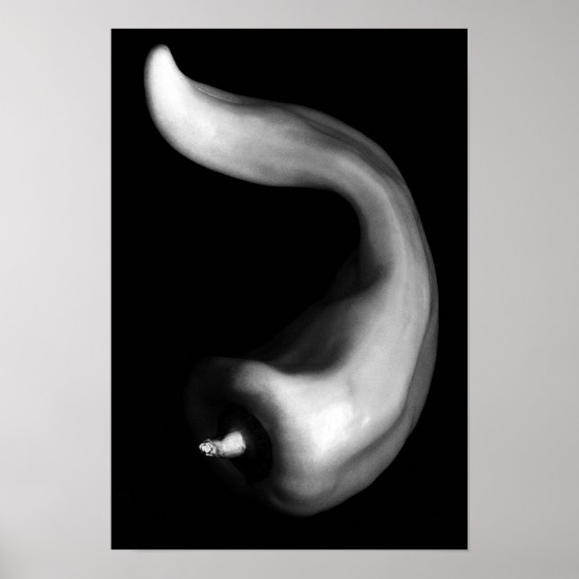 Poster Poivre rond Gros plan noir et blanc Photographie (Devant)