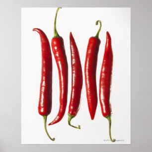 Poster Poivrons de piment dans une rangée