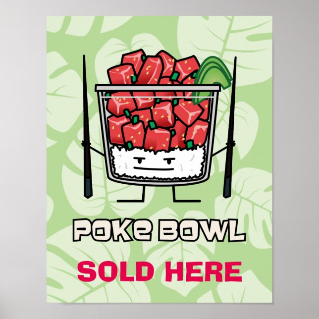 Poster Poke bowl Hawaii crudités de salade de poisson cho (Devant)