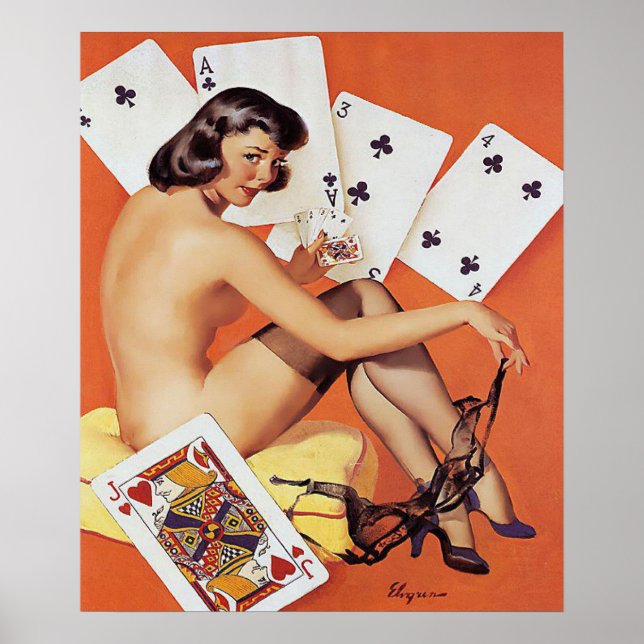 Poster poker, jeu, épingler les filles, épingler, pinups (Devant)