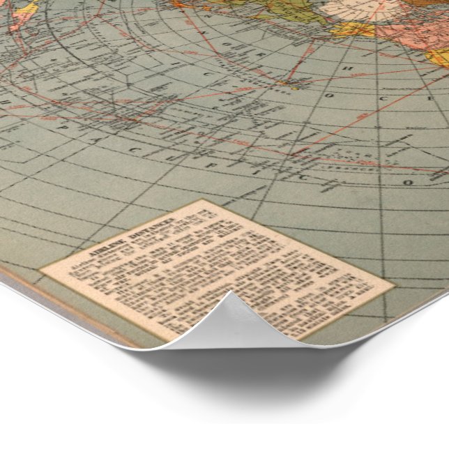 Poster Polaire Azimuthal Equidistant Plat Earth Air Carte (Coin)