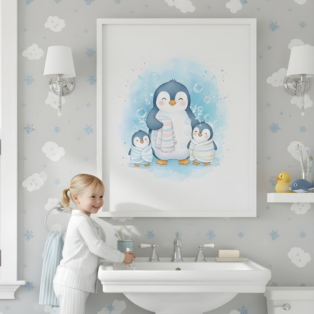 Poster Polar Bath Time Kids Bathroom Wall Art (Créateur téléchargé)