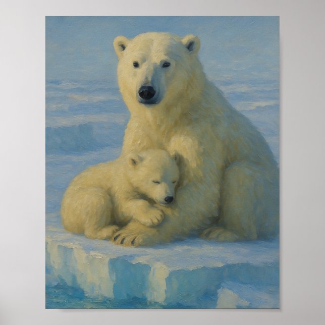 Poster Polar Bear Mom & Cub  (Devant)